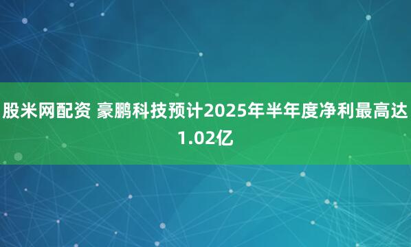 股米网配资 豪鹏科技预计2025年半年度净利最高达1.02亿
